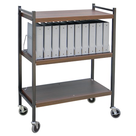 Omnimed Std Vertical Open Chart Rack 3 Shelves 10 Binder Capacity in Woodgrain 260001-WG